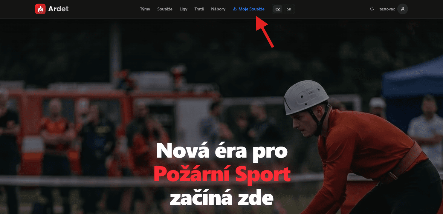 Otevření sekce Moje soutěže z navigace