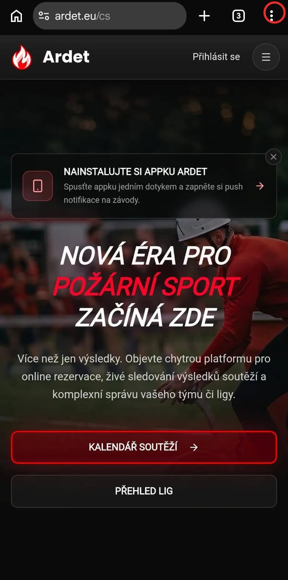 Klepněte na nabídku (tři tečky)