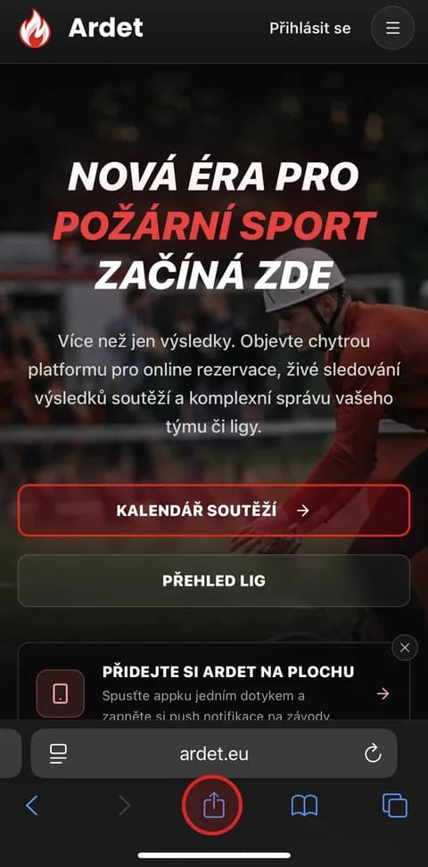Klepněte na „Sdílet“