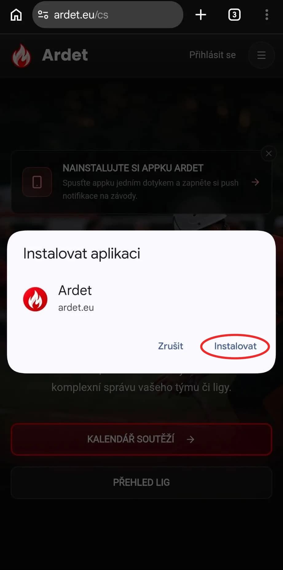 Potvrďte instalaci