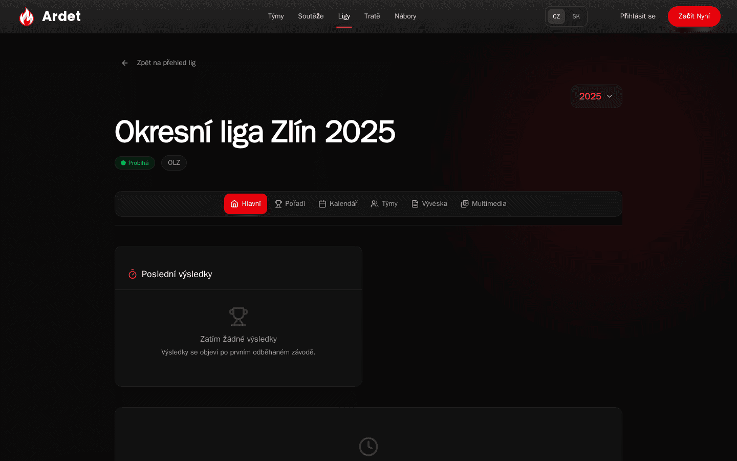 Detail ligy s přehledem aktuálního ročníku