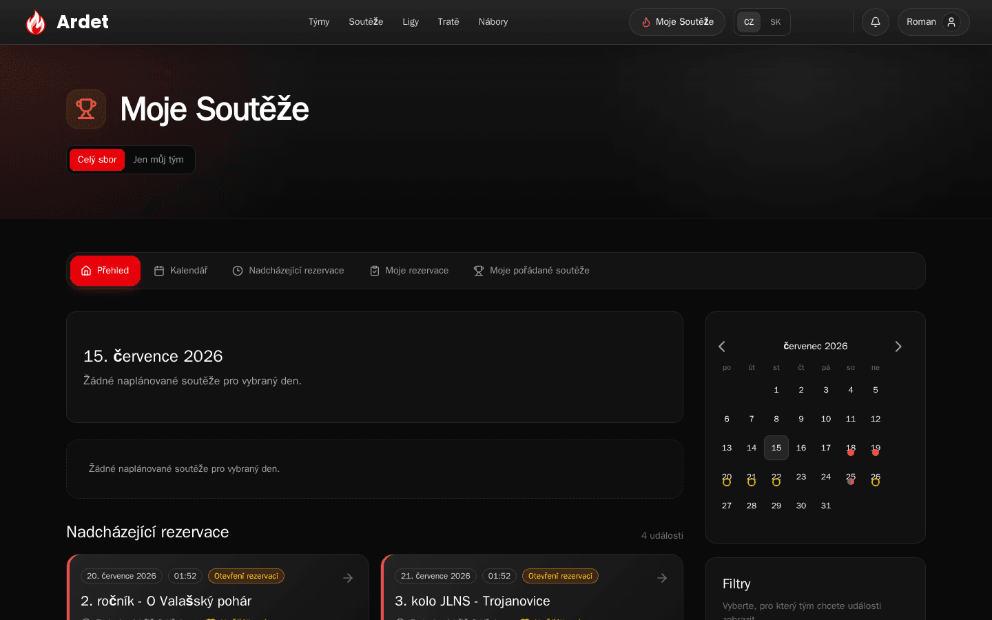 Přehled mých soutěží