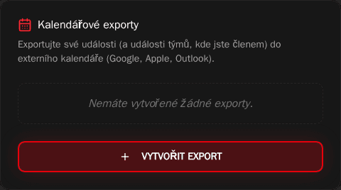 Vytvoření kalendářového exportu v nastavení profilu