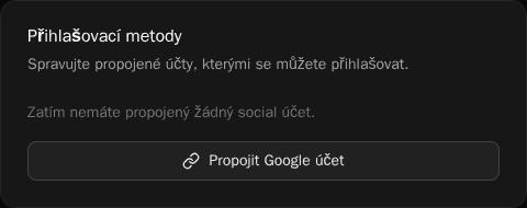 Karta Přihlašovací metody s tlačítkem Propojit Google účet